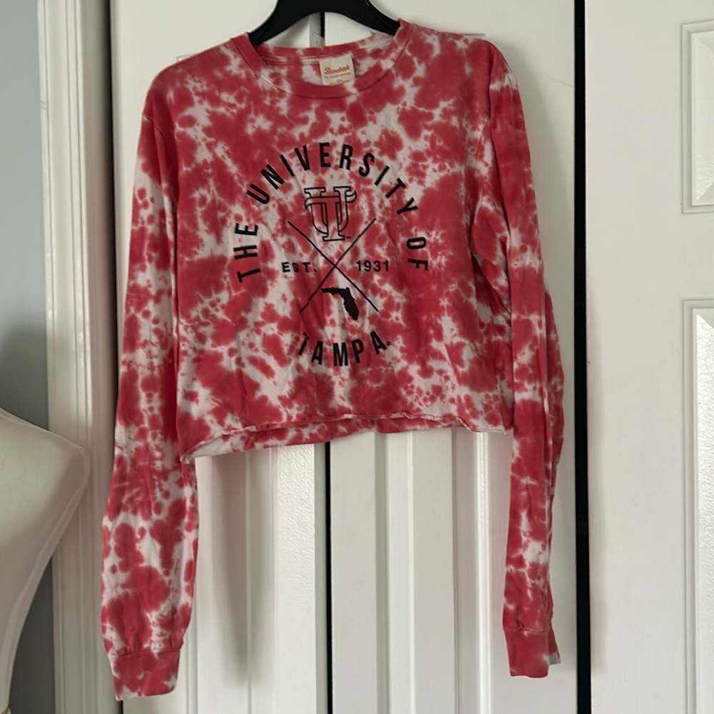 U of Tampa, tied-dyed, long sleeve crop top - Picture 1 of 5
